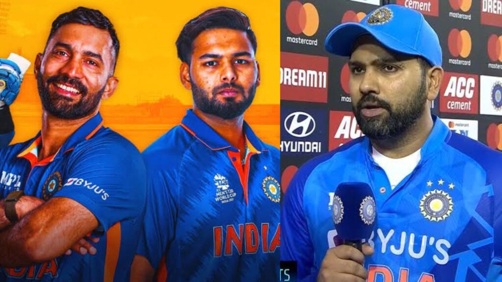 ரிஷப் பண்ட் அல்லது தினேஷ் கார்த்திக்? இருவரில் யாரை என்னோட உலகக்கோப்பை பிளேயிங் லெவனில் வைத்திருப்பேன் – கடைசியாக முடிவை சொன்ன ரோகித் சர்மா!