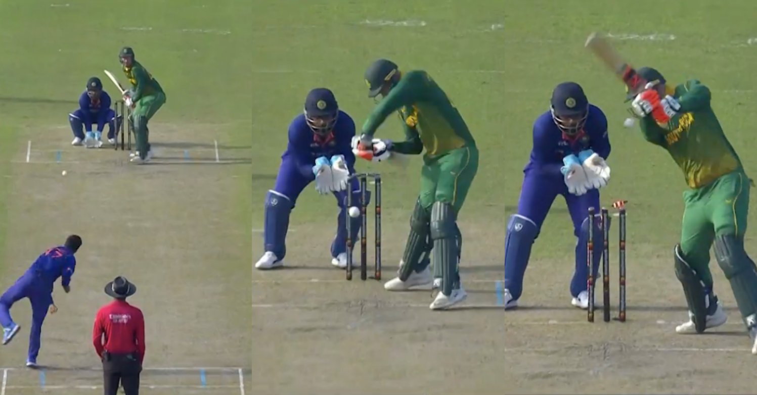 வீடியோ; தனியாக போராடிய தென் ஆப்ரிக்கா வீரர்… தரமான பந்துவீச்சால் வெளியேற்றிய சபாஷ் அஹமத் !!