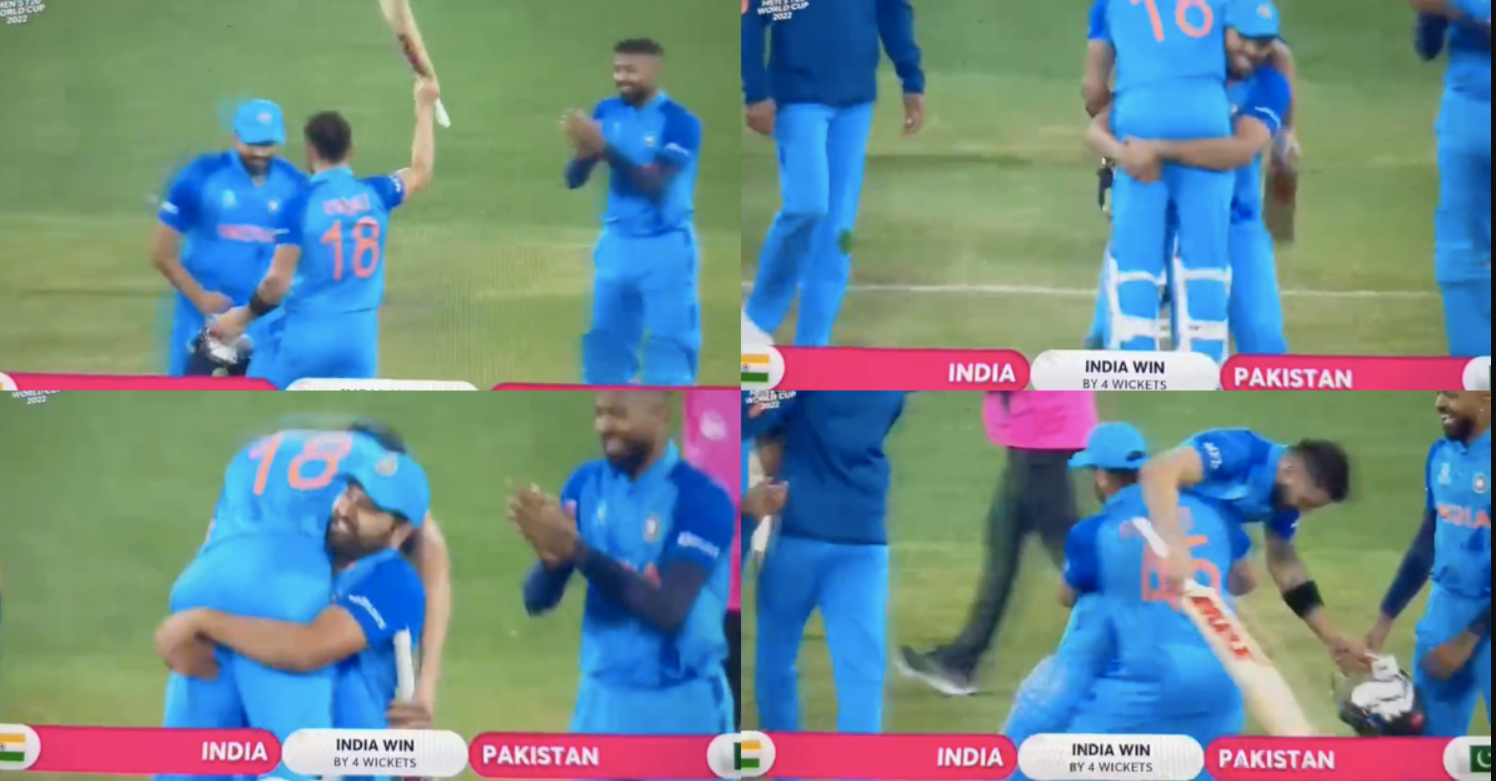 வீடியோ; நண்பேண்டா… சுயநலம் சிறிதும் இல்லாமல் விராட் கோலியை தூக்கி கொண்டாடிய கேப்டன் ரோஹித் சர்மா !!