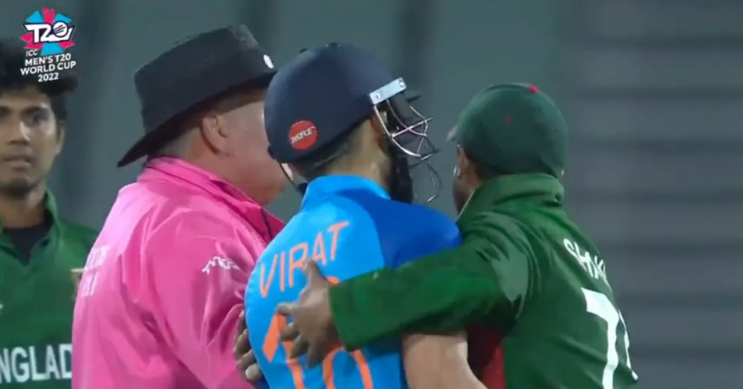 வீடியோ; இது எல்லாம் வேணாம் தம்பி… வாக்குவாதத்தில் ஈடுபட்ட ஷாகிப் அல் ஹசன்; கூலாக பதில் கொடுத்த விராட் கோலி !!