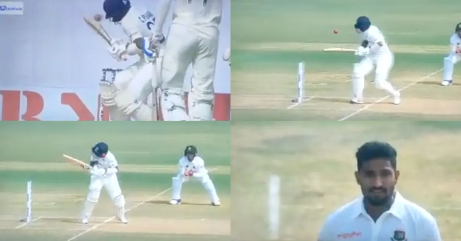 வீடியோ; பயம் காட்டும் பவுன்சர் வீசிய வங்கதேச வீரர்… புஜாராவை பலமாக தாக்கிய பந்து !!