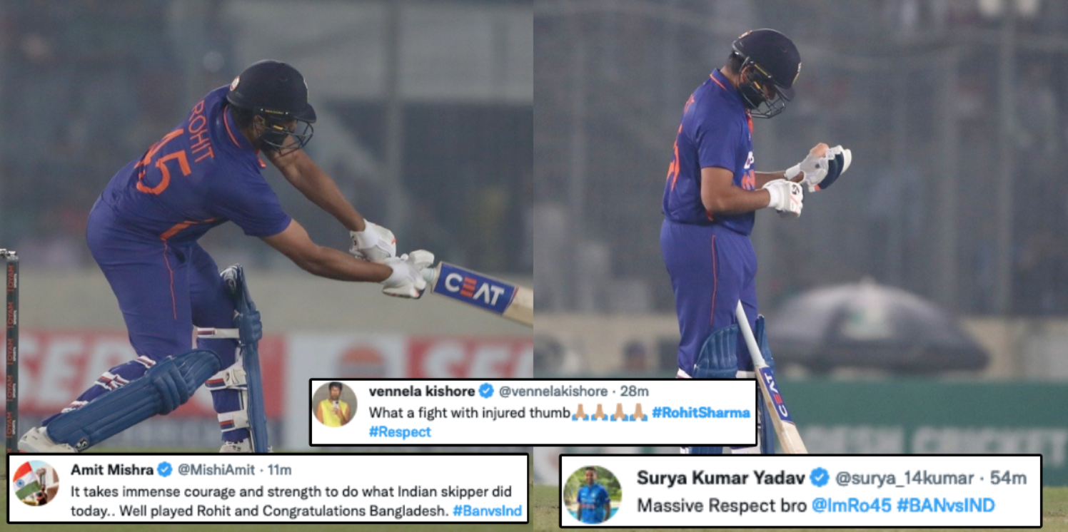 காயத்துடன் கடைசி பந்துவரை போராடிய கேப்டன் ரோஹித் சர்மா… பாராட்டும் கிரிக்கெட் உலகம் !!