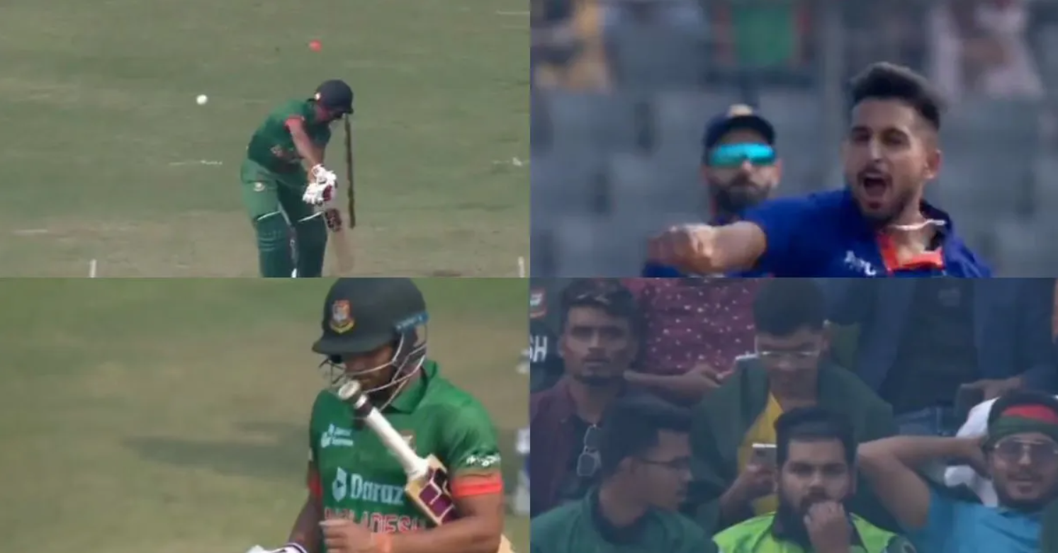 வீடியோ; 151 கி.மீ வேகத்தில் பந்துவீசிய உம்ரன் மாலிக்; மிரண்டு போன வங்கதேச வீரர் !!