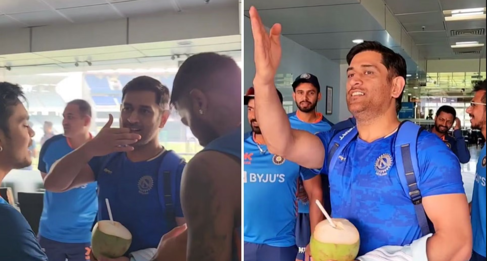 சர்ப்ரைஸ்ஸ்… திடீர் விசிட் அடித்த தல “தோனி”; இளம் வீரர்கள் மகிழ்ச்சி; வைரலாகும் வீடியோ !!