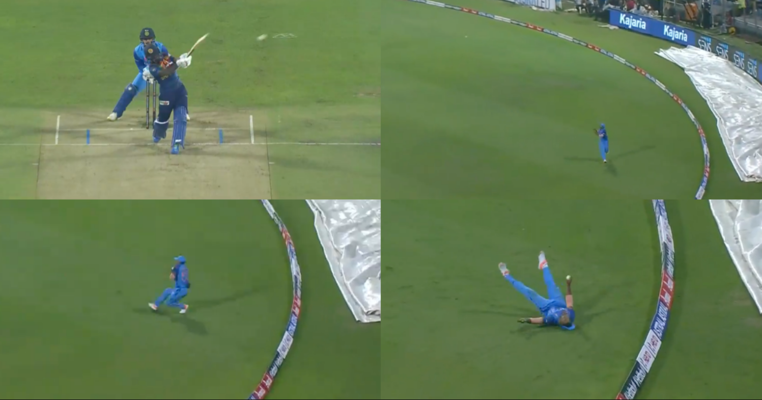 வீடியோ; வேற லெவல் கேட்ச்… முதல் போட்டியிலேயே மாஸான கேட்ச் பிடித்து அசத்திய ராகுல் திரிபாதி !!