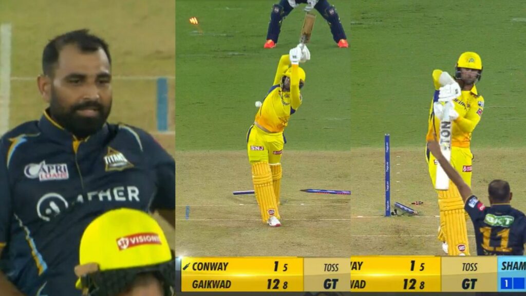 வீடியோ: இதுக்கு தான்டா நான் பேமஸ்… முதல் விக்கெட்டை ஸ்டம்ப்பை தெறிக்கவிட்ட ஷமி.. பரிதாபமாக நடையைக்கட்டிய சிஎஸ்கே வீரர் கான்வெ!