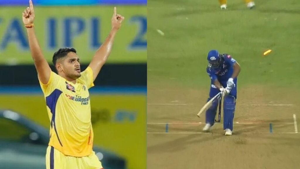 வீடியோ: ரோகித் சர்மா ஸ்டம்ப்பை தெறிக்கவிட்ட துஷார் தேஷ்பாண்டே.. இவரையாடா மொக்கையா பவுலிங் பண்றாருன்னு சொன்னீங்க!