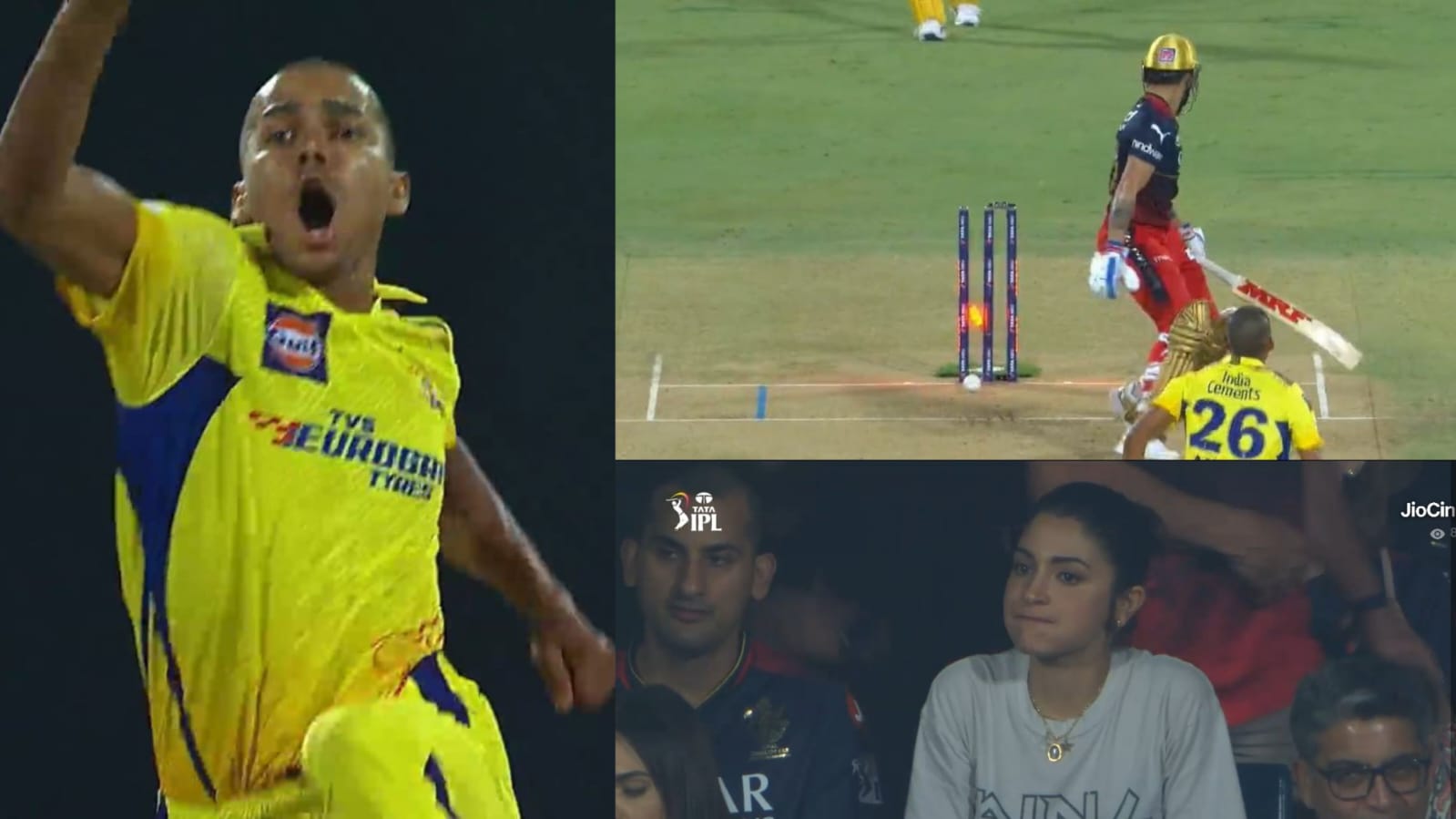 வீடியோ; தேவையே இல்லாமல் விக்கெட்டை பறிகொடுத்த விராட் கோலி… மகிழ்ச்சியில் ஆர்பரித்த சென்னை வீரர் !!