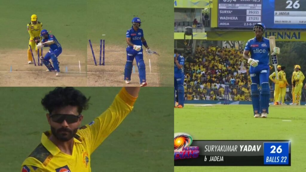 வீடியோ: சேப்பாக்கம் எங்க கோட்டை தம்பி… மாயாஜால சுழலில் சூர்யகுமார் ஸ்டம்ப்பை சிதறவிட்ட ஜட்டு…பேசாமல் நடையைகட்டிய சூர்யகுமார்!