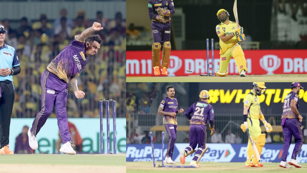 வீடியோ: “இங்கதான் சிஎஸ்கே சறுக்கியது” ஒரே ஓவரில் 2 சிஎஸ்கே வீரர்களின் ஸ்டம்ப் சிதறல்! – மேஜிக் பந்துகளை வீசிய சுனில் நரேன்!