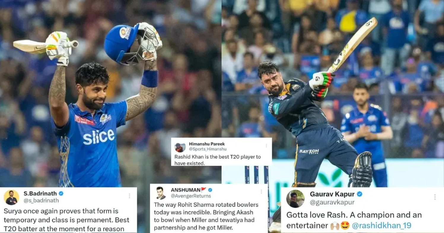 ஒரே நாளில் இரண்டு தரமான சம்பவம்… பேட்டிங்கில் மிரட்டிய சூர்யகுமார் யாதவ், ரசீத் கான்; பாராட்டும் கிரிக்கெட் உலகம் !!