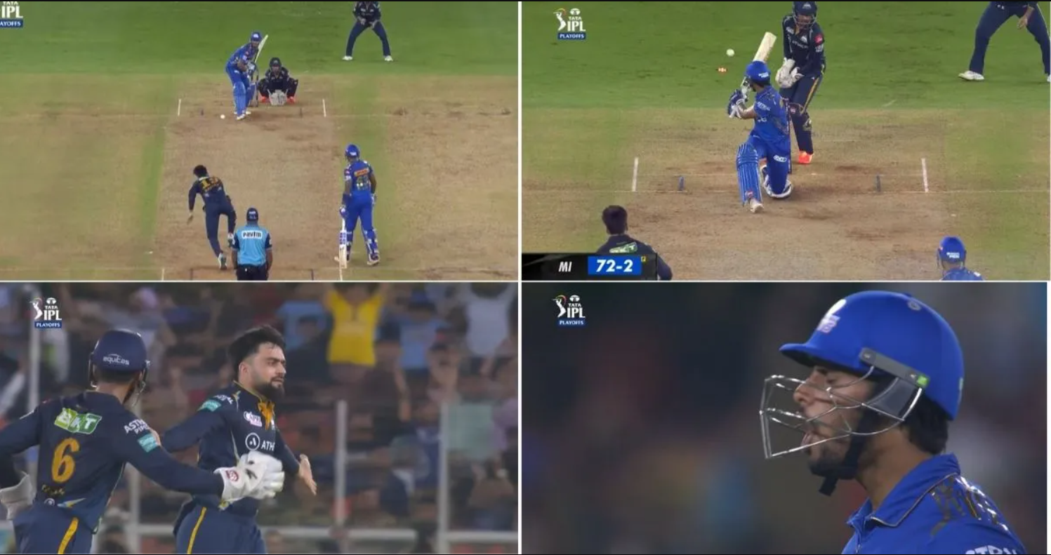 வீடியோ; 14 பந்துகளில் 44 ரன்கள்… மரண பயத்தை காட்டிய திலக் வர்மா; ஸ்டெம்பை தெறிக்கவிட்டு விக்கெட்டை எடுத்த ரசீத் கான் !!