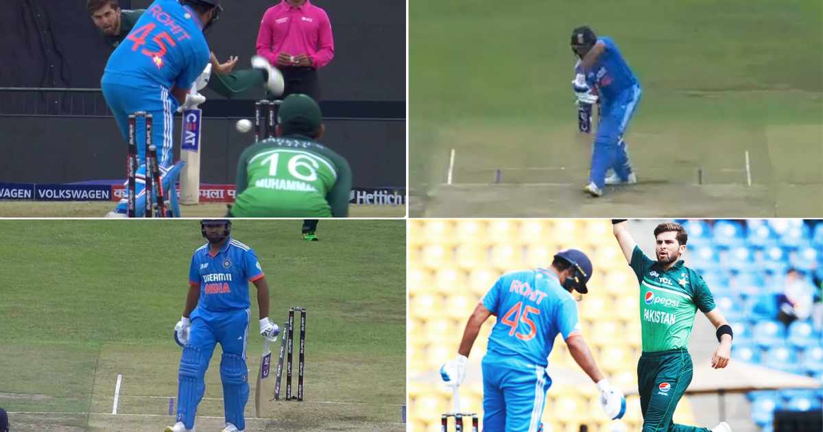 வீடியோ; துல்லியமான பந்துவீச்சு… ஸ்டெம்பை தெறிக்கவிட்ட ஷாகின் அப்ரிடி; ஷாக்கான ரோஹித் சர்மா !!