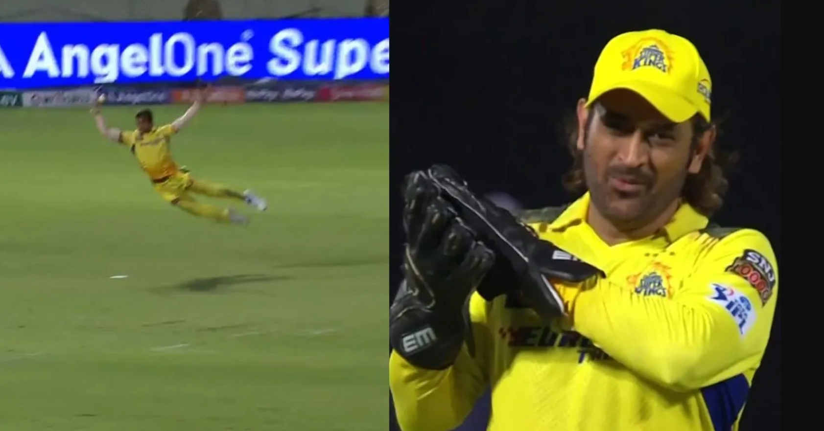 வீடியோ; மரண மாஸ்… மிரட்டலான கேட்ச் பிடித்த மதீஷா பதிரானா; வியந்து பாராட்டிய தல தோனி !!